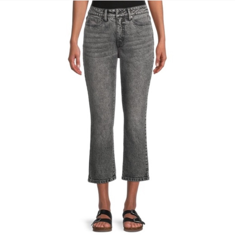 NWT Time and Tru Women's Washed gray  High Rise Straight Crop Jean Capri size 10